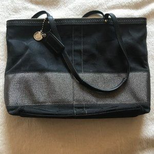 Coach black shimmer Jacquard Tote